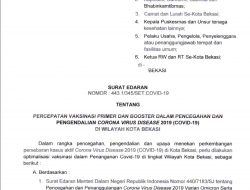 Pemkot Bekasi Keluarkan Surat Edaran Tentang Percepatan Vaksinasi Primer