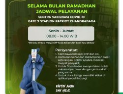 Ini Jadwal Pelayanan Sentra Vaksinasi Stadion PCB Kota Bekasi Selama Ramadhan
