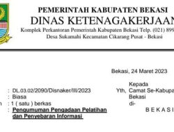 Dinas Ketenagakerjaan Kabupaten Bekasi Adakan Pelatihan Kerja Berbasis Kompetensi 