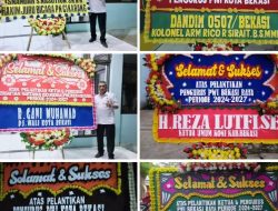 Usai Pelantikan Pengurus Periode 2024-2027, Puluhan Karangan Bunga Hiasi Halaman Kantor PWI Bekasi Raya
