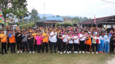 Sambut HUT ke-79 Bhayangkara, Polres Toba Olahraga Bersama Forkopimda
