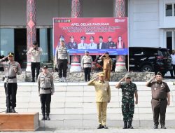 Kapolres Humbahas Pimpin Apel Gelar Pasukan dan Peralatan Kesiapsiagaan Penanggulangan Bencana