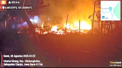Dini Hari, Satu Rumah Warga di Cianjur Terbakar Habis, Tidak Ada Korban Jiwa