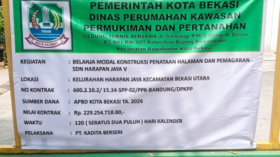 Proyek Rp229 Juta Tanpa RAB, Kinerja dan Pengawasan Disperkimtan Kota Bekasi Dipertanyakan