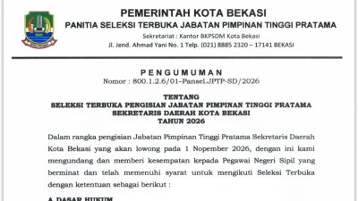 Seleksi Terbuka Sekda Kota Bekasi Diharapkan Bersih dari KKN, Lahirkan Pemimpin yang Berintegritas