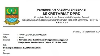 Sekretariat DPRD Kabupaten Bekasi: Anggaran Kerja Sama Pemberitaan Bersumber APBD, Disalurkan Sesuai Aturan Pengadaan ?